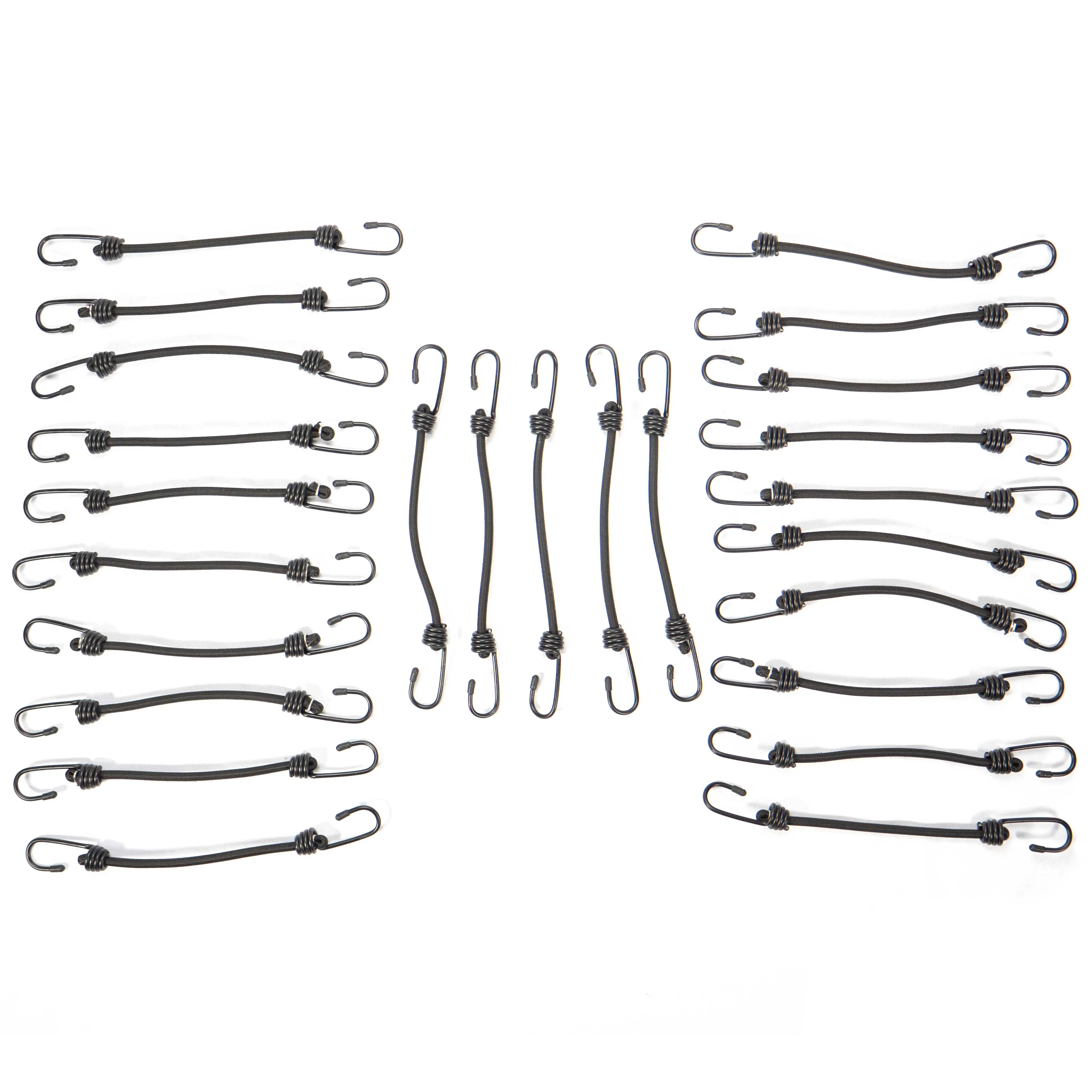 1/4" x 12" Black Bungee Cords (bundle of 25) - 6mm