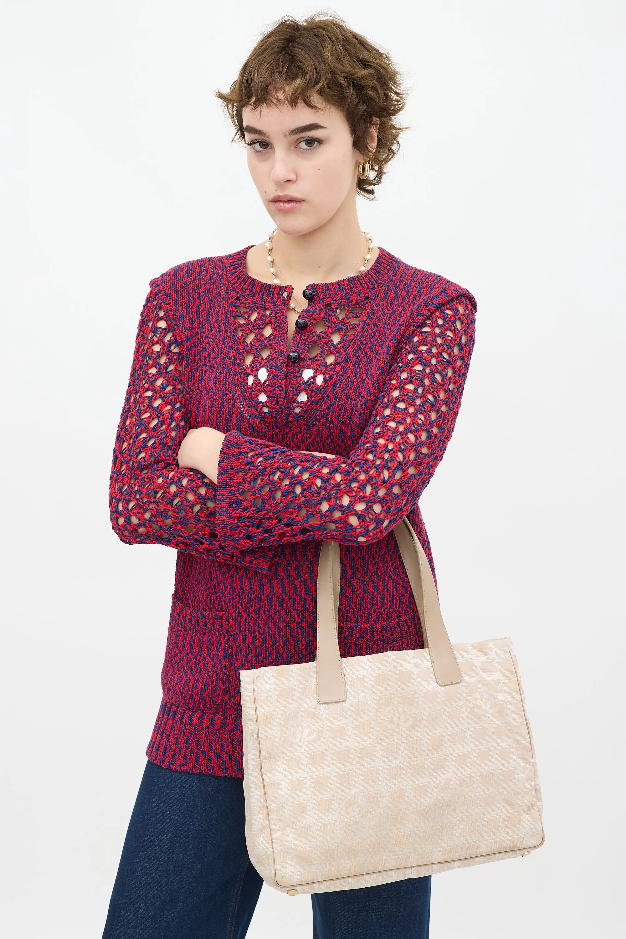 2004 Beige Travel Ligne Tote Bag