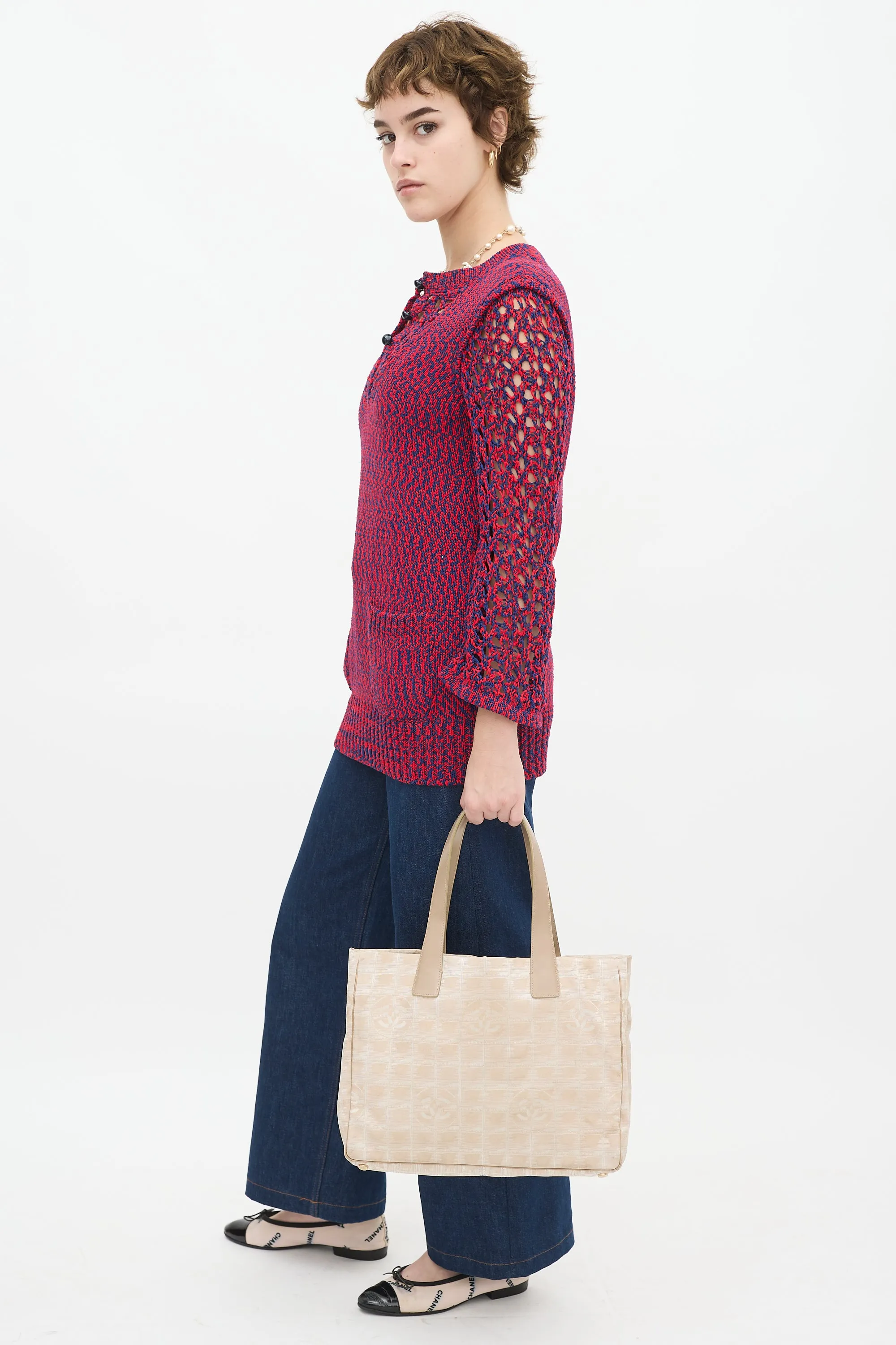 2004 Beige Travel Ligne Tote Bag
