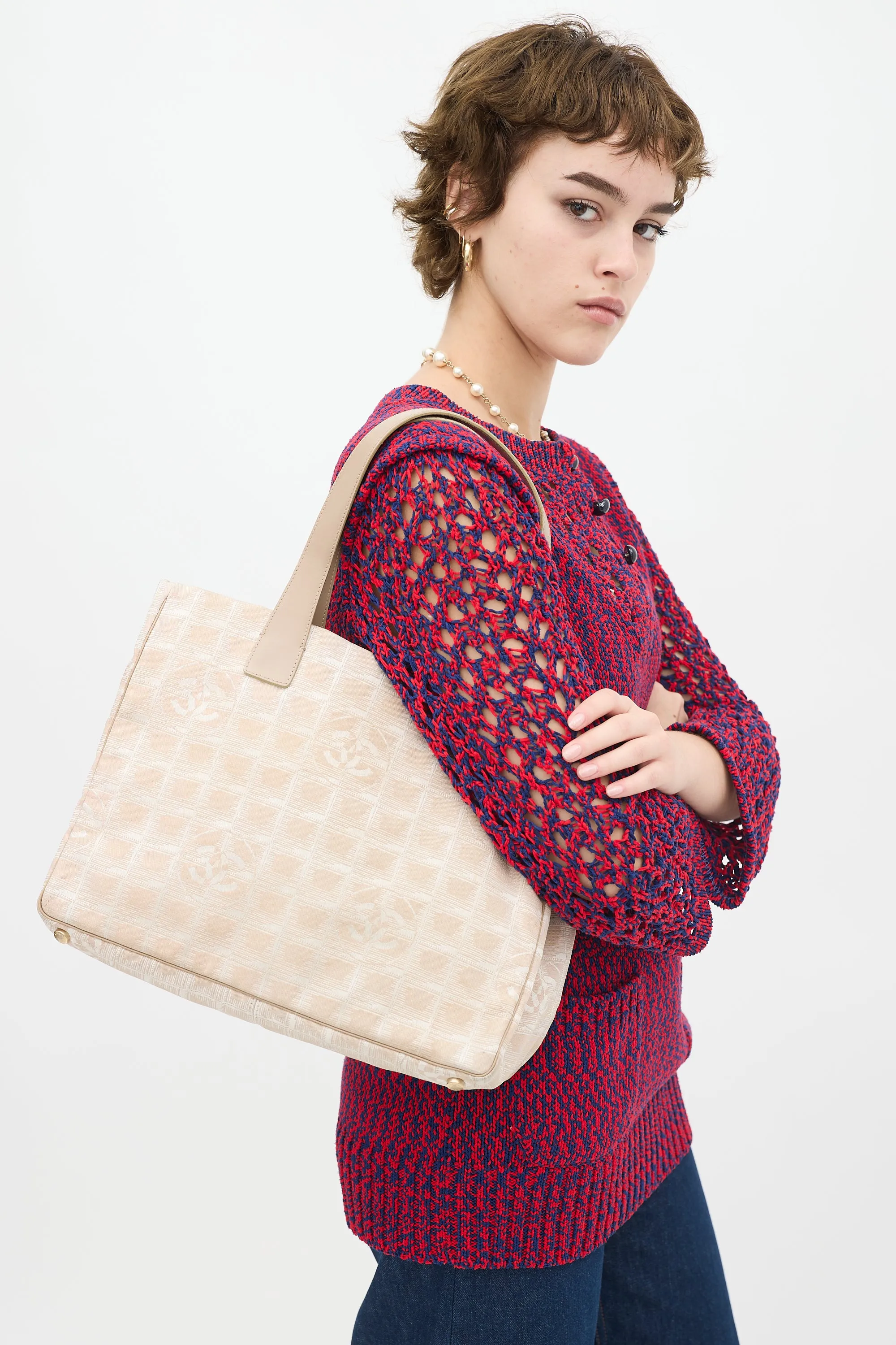 2004 Beige Travel Ligne Tote Bag