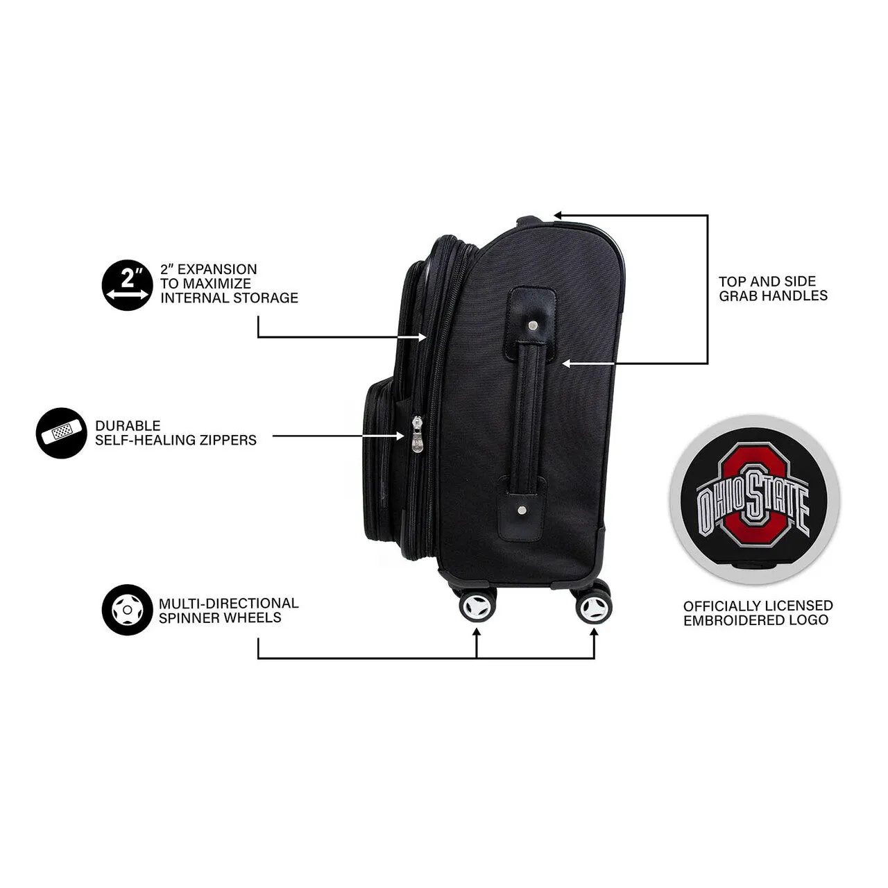 21'' Black Domestic Soft Side Carry-on Spinner