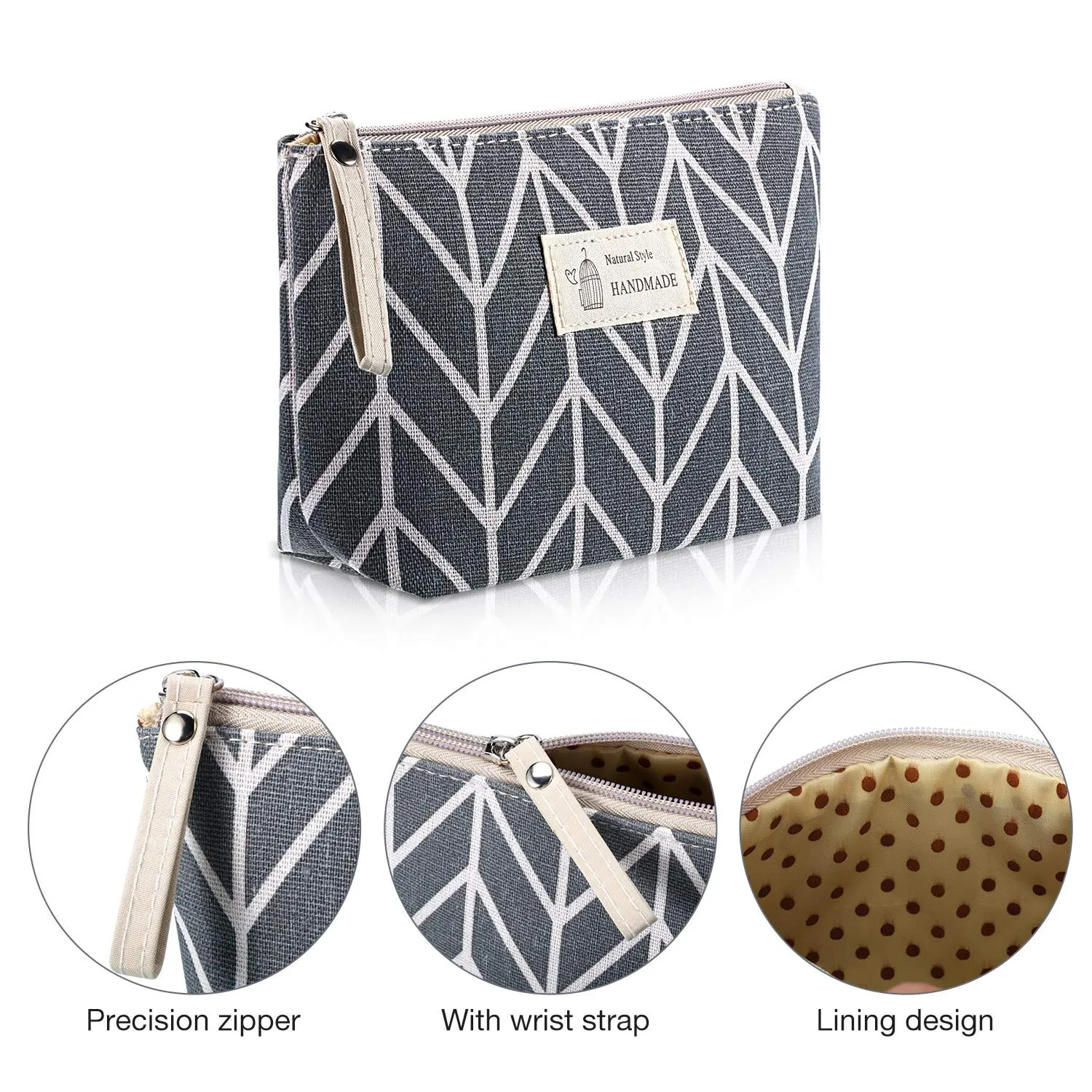 6 Pieces Canvas Makeup Bags Printed Cosmetic Bags Multi-Function Travel Organizer Pouches with Zipper Toiletry Bag Accessories for Women Girls, 6 Styles