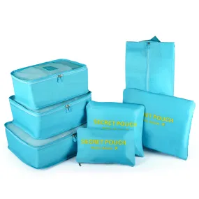 7PCS Travel Packing Cubes for Suitcases, TOYESS Waterproof Nylon Luggage Organiser Storage Bags Value Set for Backpack, Light Blue 7pcs-light Blue