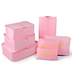 7PCS Travel Packing Cubes for Suitcases, TOYESS Waterproof Nylon Luggage Organiser Storage Bags Value Set for Backpack, Pink 7pcs-pink