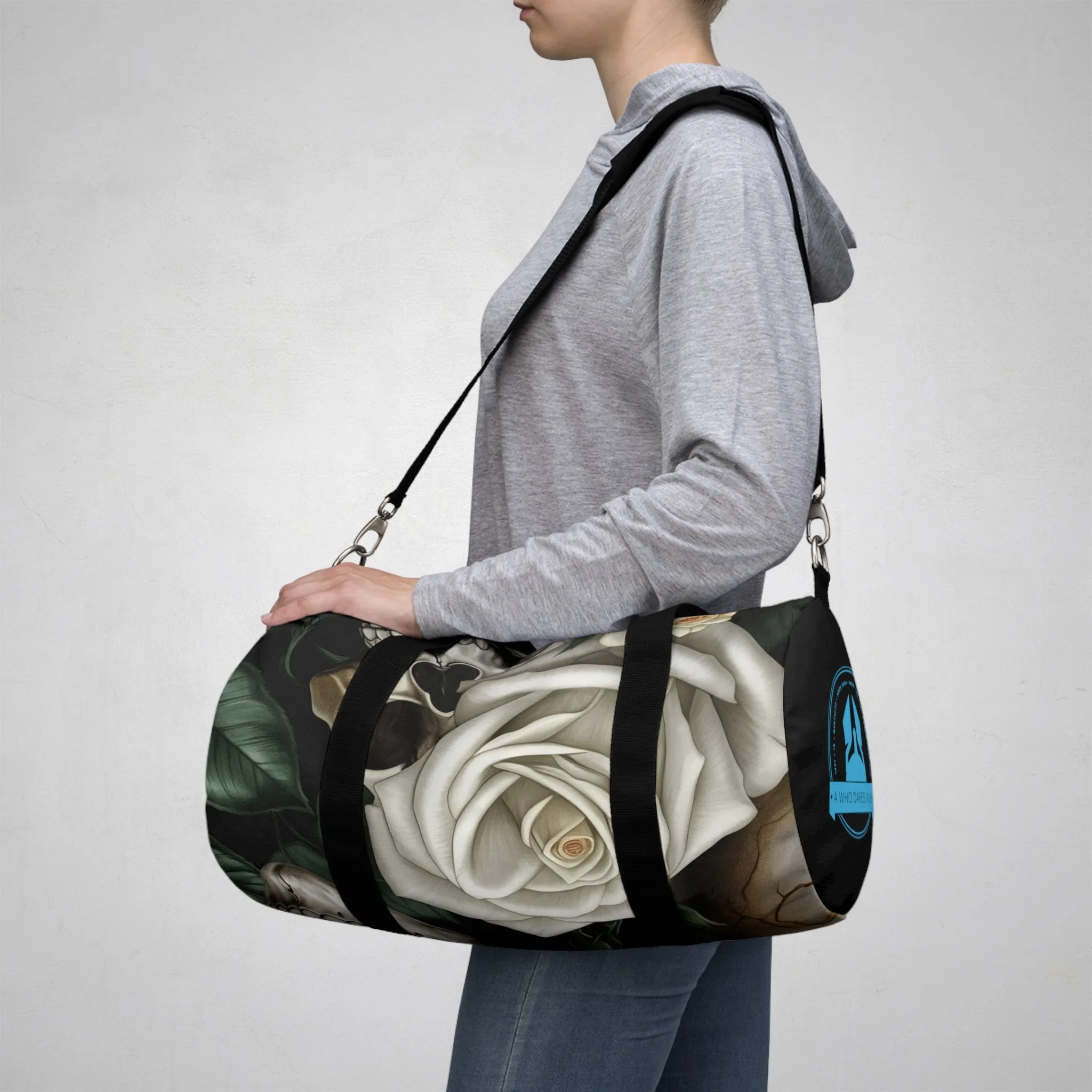 A Who Dares Wins Gothic Skulls & Roses Duffel Bag
