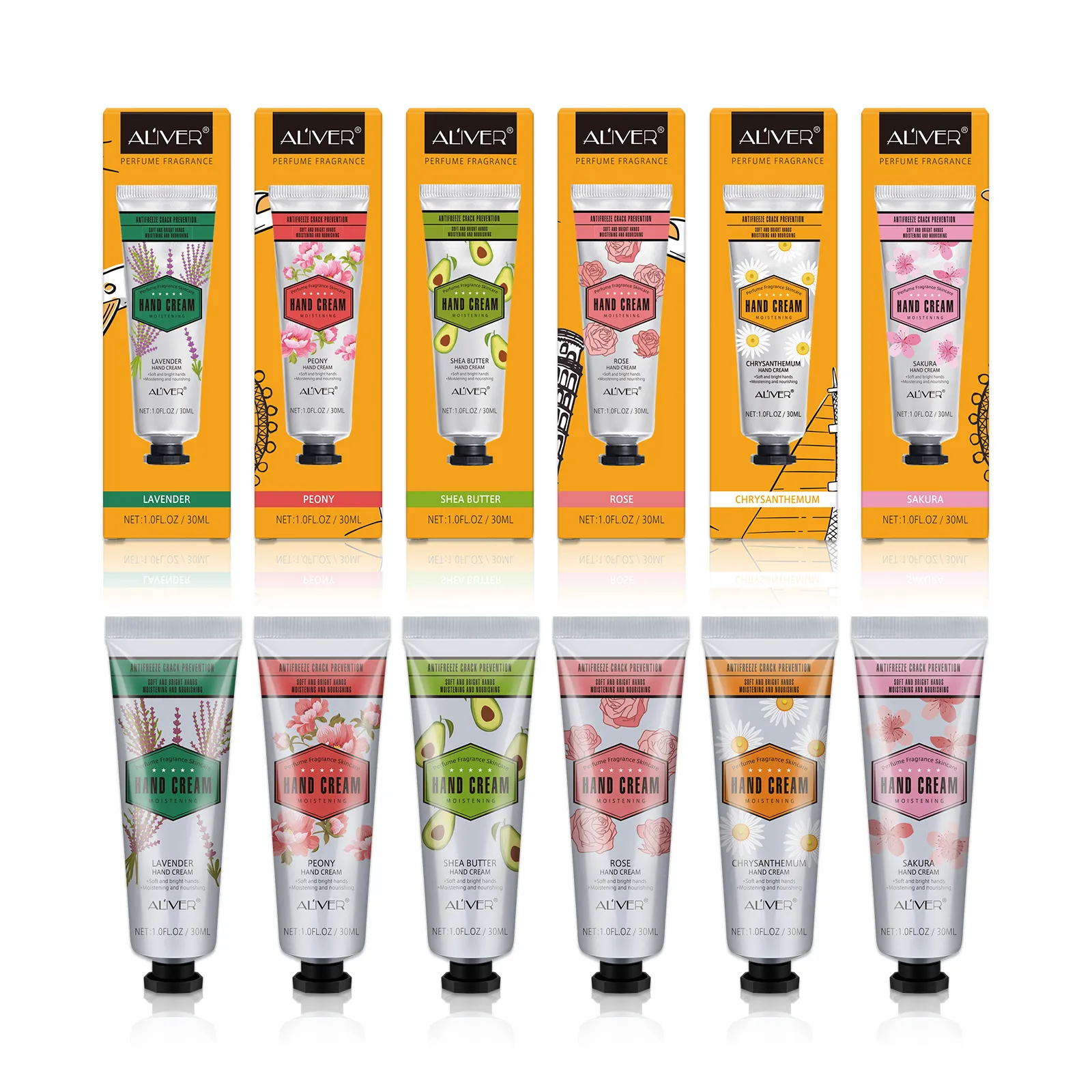 Aliver 6 Pcs/ Set Shea Butter  Extra Dry Skin Hand Cream Moisturizer