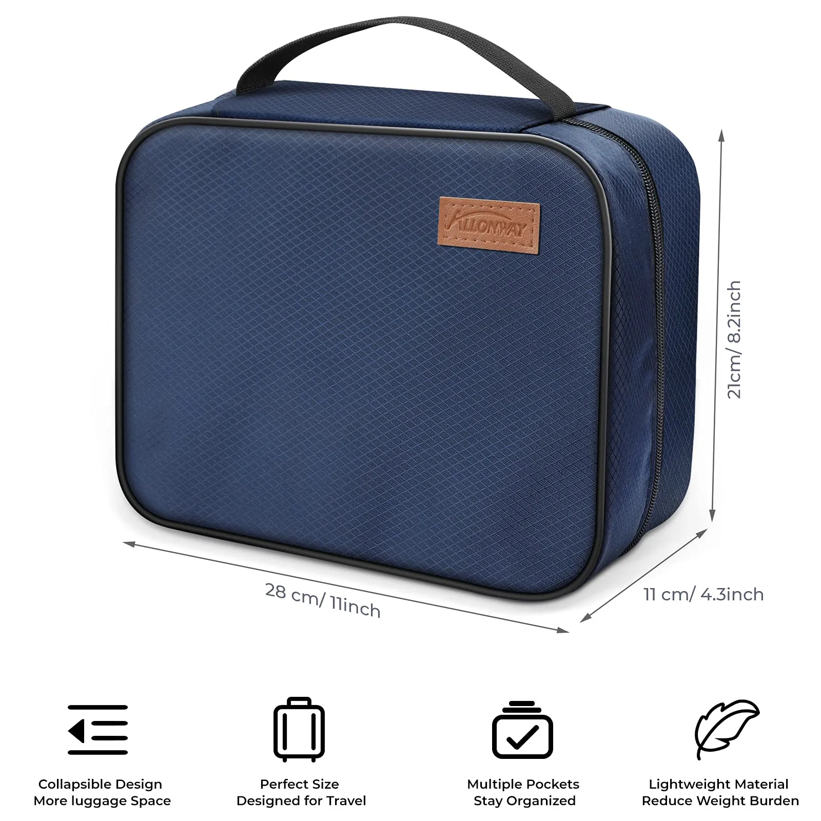 ALLONWAY Toiletry Bag, Travel Hanging Toiletry Bag, Waterproof and Stain Resistant Large Wash Bag for Women and Men, Toiletries Makeup Cosmetic Organizer Bag for Business Trip, Gym and Vacation, Blue