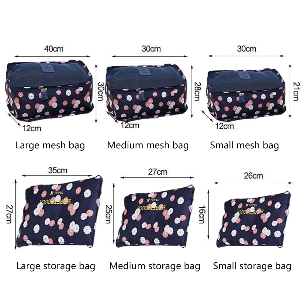 Angeer 12 Pcs Luggage Organiser Set Compression Pouch Packing Cubes Travel Storage Bags Clothes Suitcase (Navy blue flowers) Navy Blue Flowers