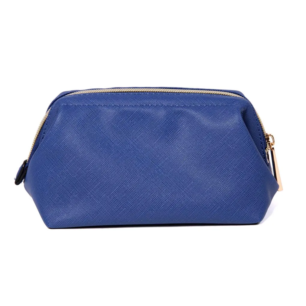 Angelina's Palace Vegan Leather Waterproof Travel Cosmetic Bag Toiletry Organizer Makeup Pouches(dark chambray) dark chambray