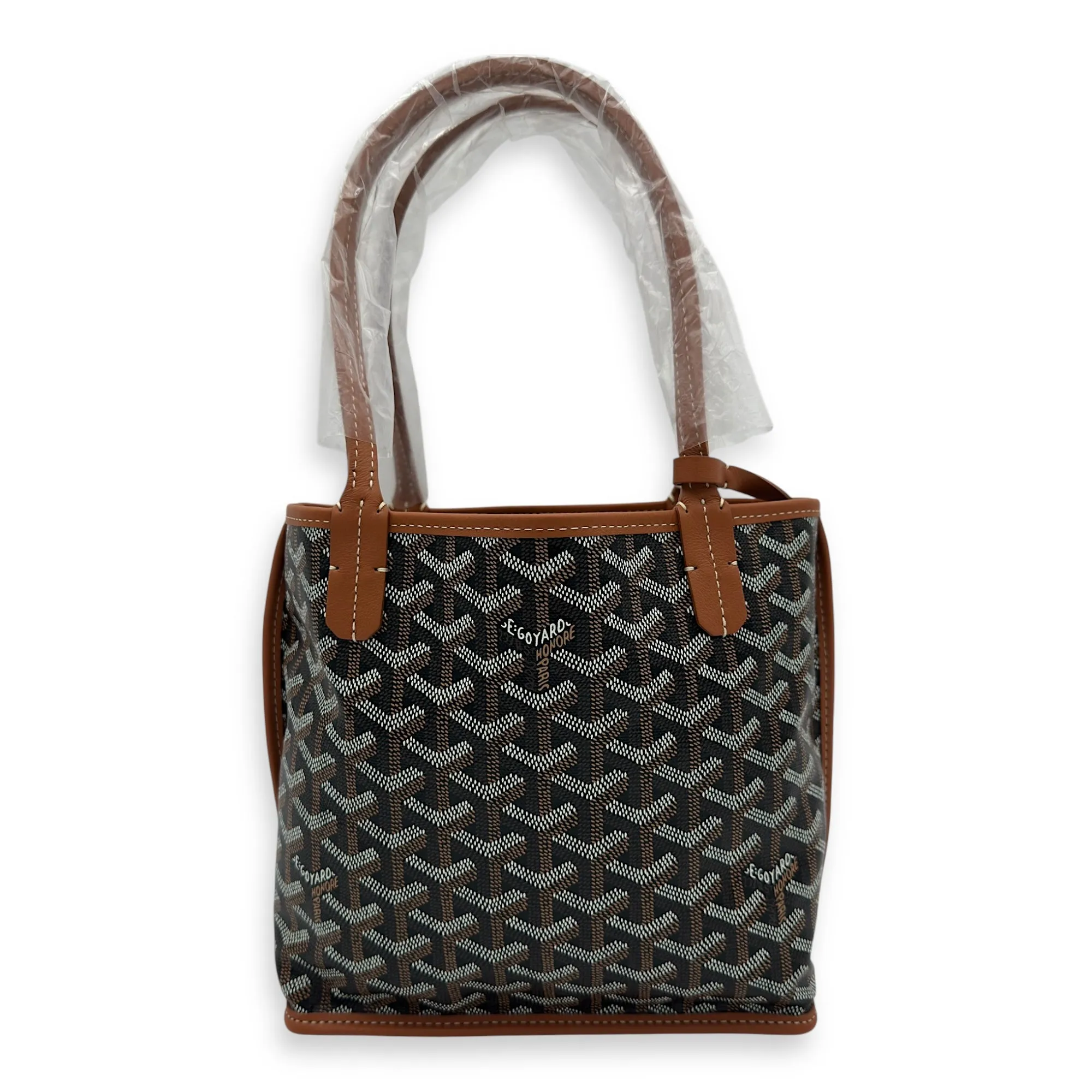 Anjou Tote Bag Brown in Coated Canvas, Silver hardware