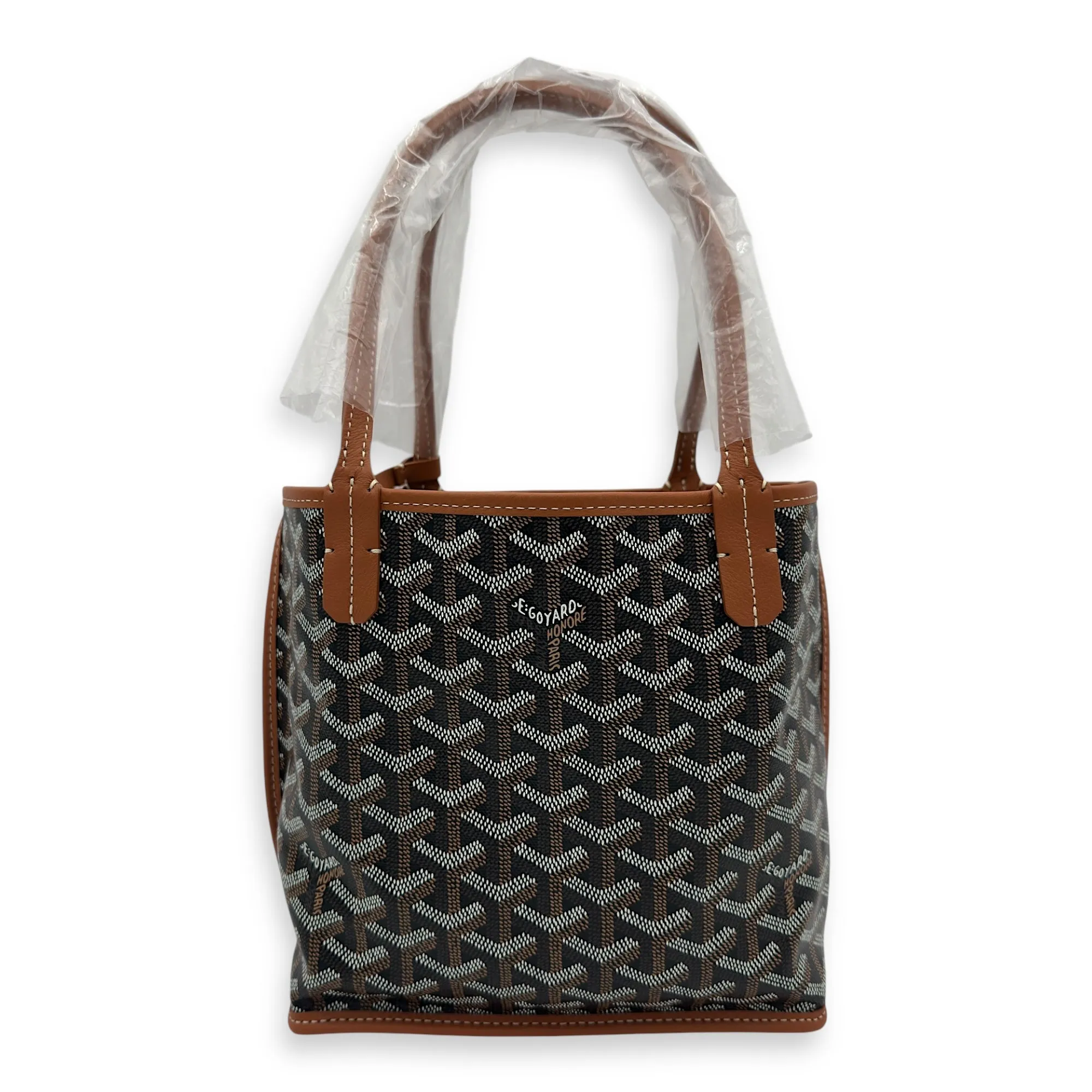 Anjou Tote Bag Brown in Coated Canvas, Silver hardware