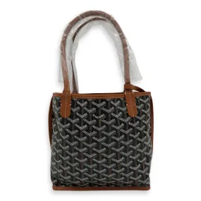 Anjou Tote Bag Brown in Coated Canvas, Silver hardware