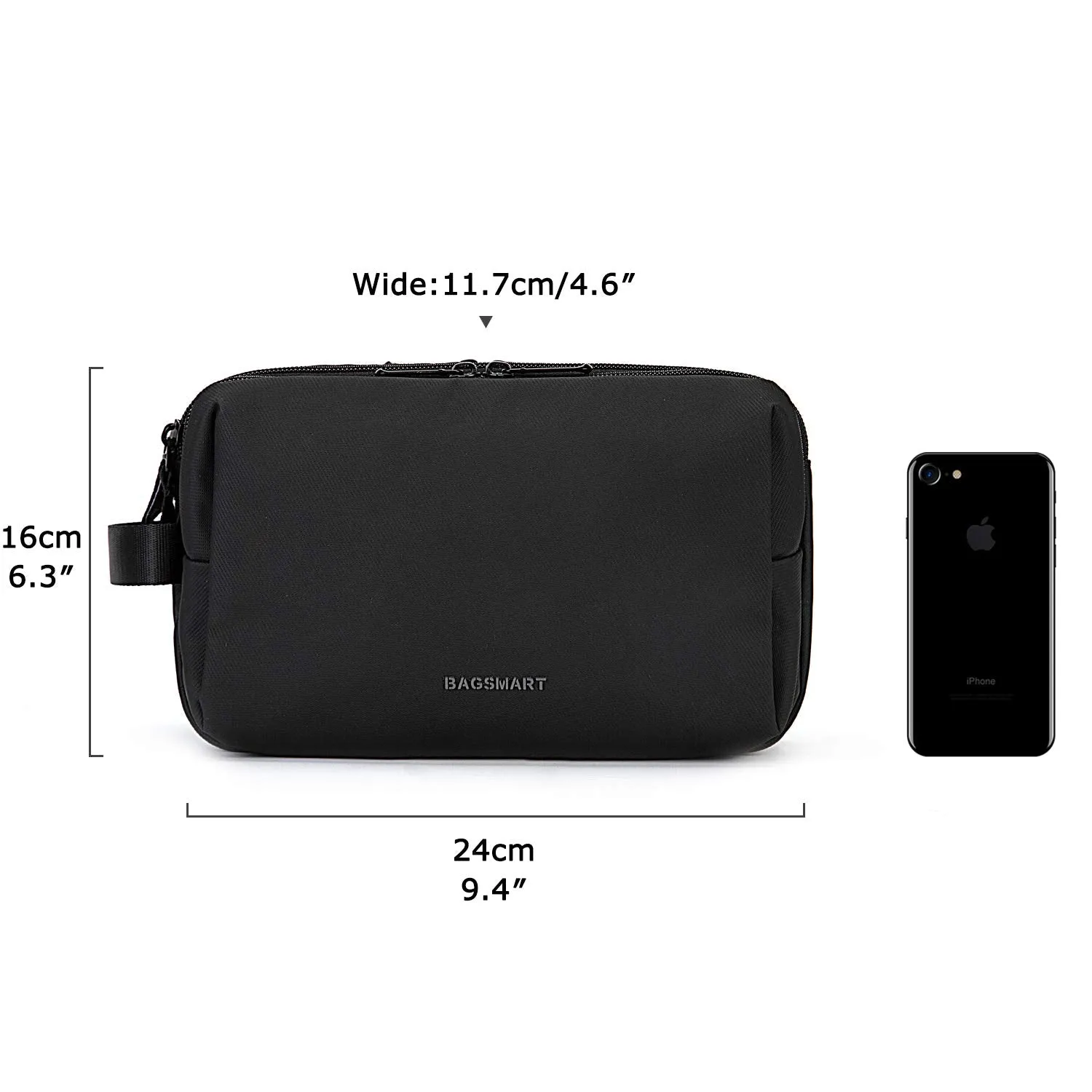 BAGSMART Toiletry Bag for Men Water Resistance Shaving Dopp Kit Overnight Wash Bag Cosmetic Bag Bathroom Toiletries Organizer PU Leather (Black) 1-black Ⅰ-Medium