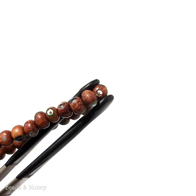 Bayong Wood with Abalone Shell Inlay Round 6mm (Half Strand)