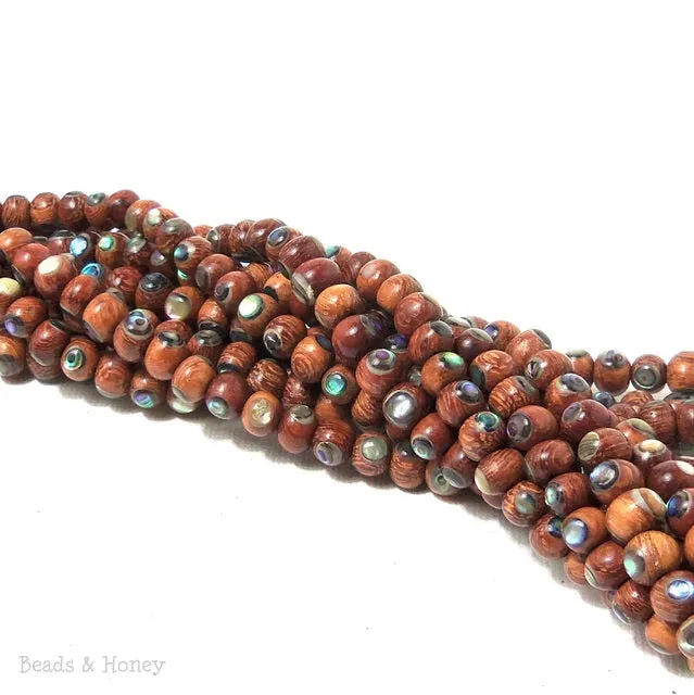 Bayong Wood with Abalone Shell Inlay Round 6mm (Half Strand)
