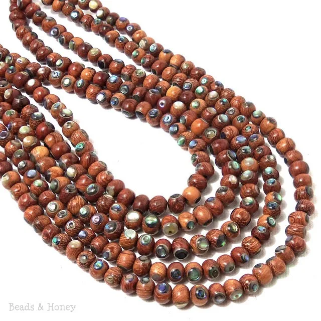 Bayong Wood with Abalone Shell Inlay Round 6mm (Half Strand)