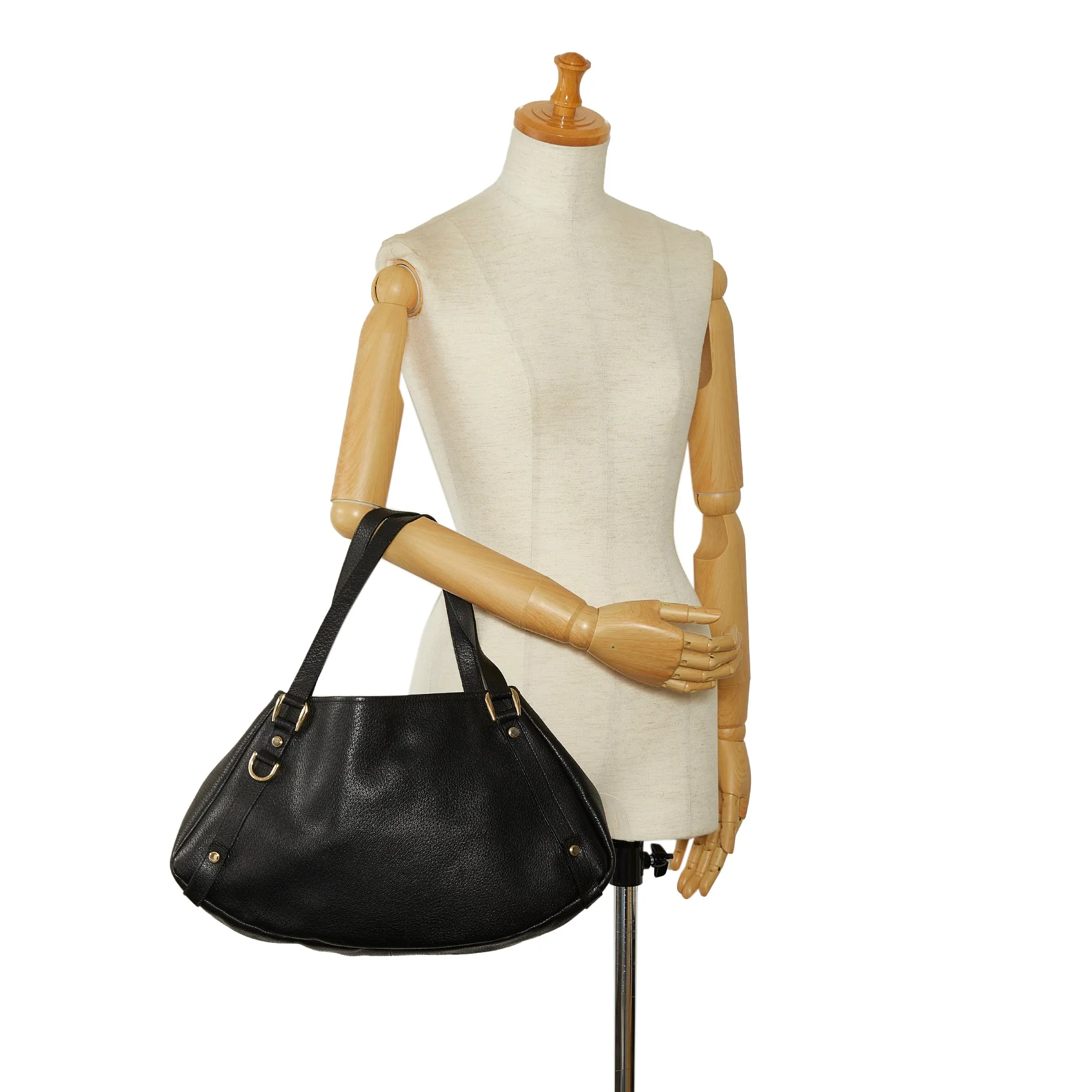 Black Gucci Abbey Leather Tote Bag