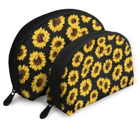 BLUBLU 2PCS Portable Makeup Bags Waterproof Cosmetic Pouch Travel Multifunctional Toiletry Organizer Case for Women & Girls - Sunflower One Size