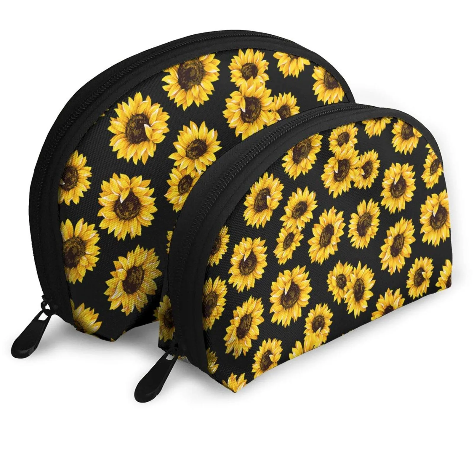 BLUBLU 2PCS Portable Makeup Bags Waterproof Cosmetic Pouch Travel Multifunctional Toiletry Organizer Case for Women & Girls - Sunflower One Size