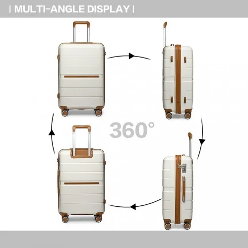 British Traveller 20" Multi-Texture Polypropylene Hard Shell Suitcase with TSA Lock - Cream
