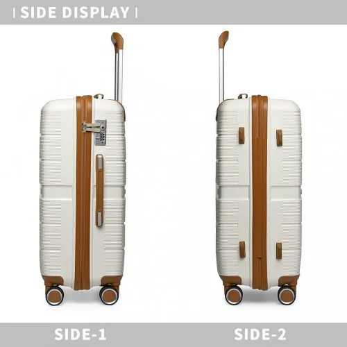 British Traveller 20" Multi-Texture Polypropylene Hard Shell Suitcase with TSA Lock - Cream