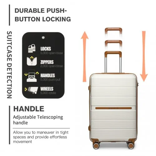 British Traveller 20" Multi-Texture Polypropylene Hard Shell Suitcase with TSA Lock - Cream