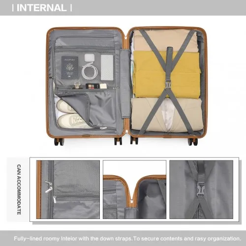 British Traveller 20" Multi-Texture Polypropylene Hard Shell Suitcase with TSA Lock - Cream