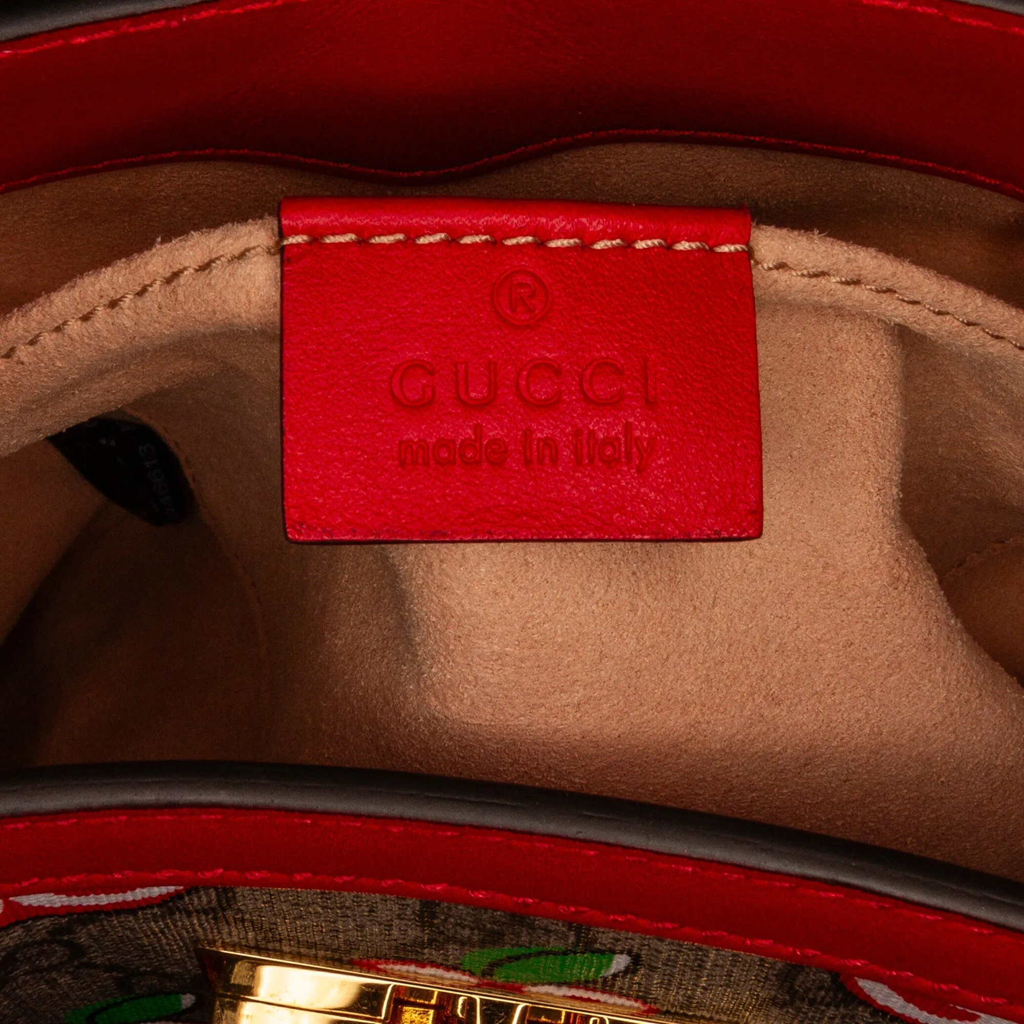 Brown Gucci GG Supreme Apple Padlock Tote