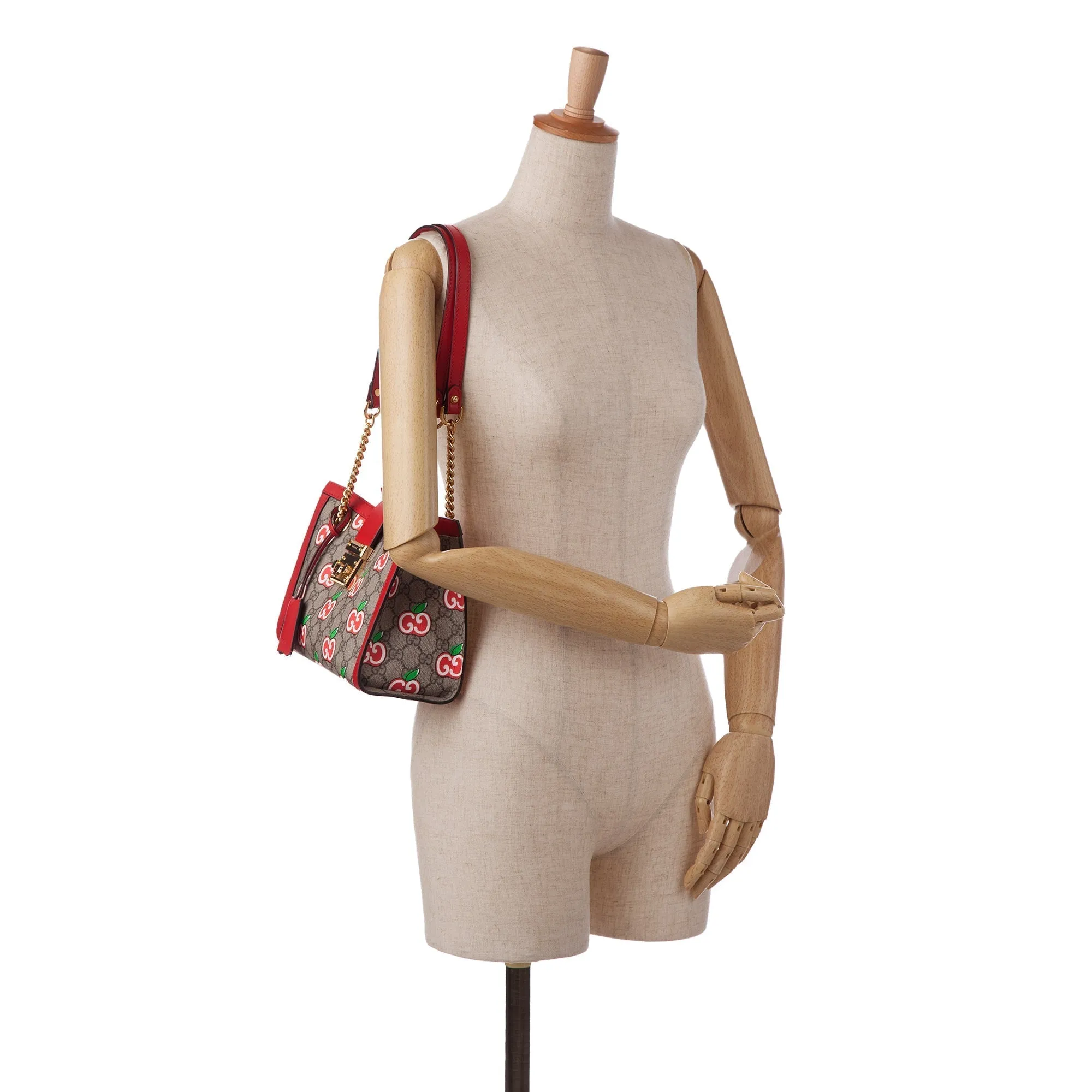 Brown Gucci GG Supreme Apple Padlock Tote