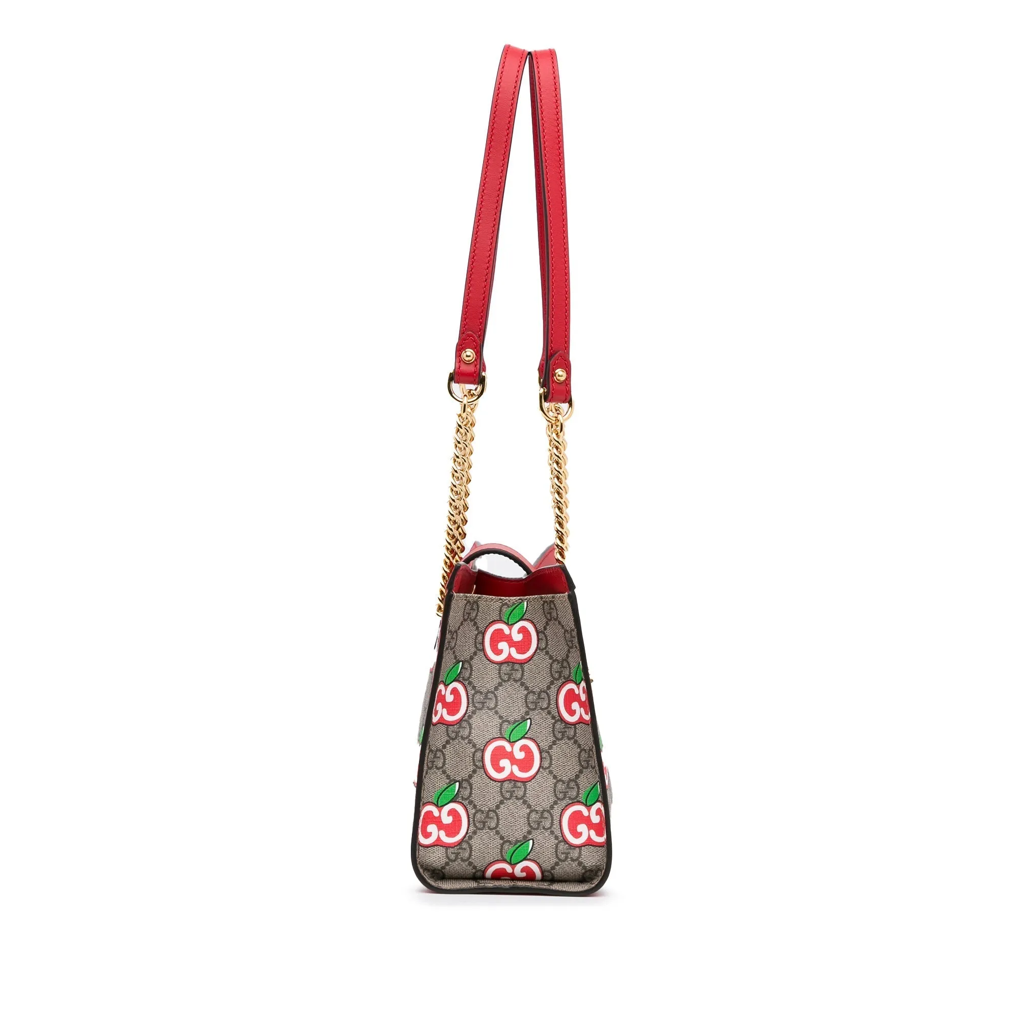 Brown Gucci GG Supreme Apple Padlock Tote