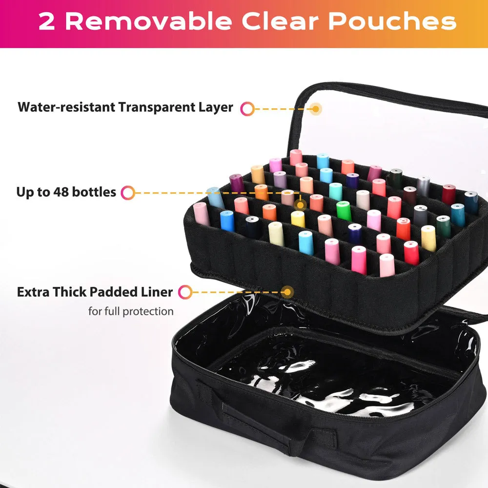 Byootique Rolling Nail Tech Makeup Case with 96-Bottle Polish Organizer