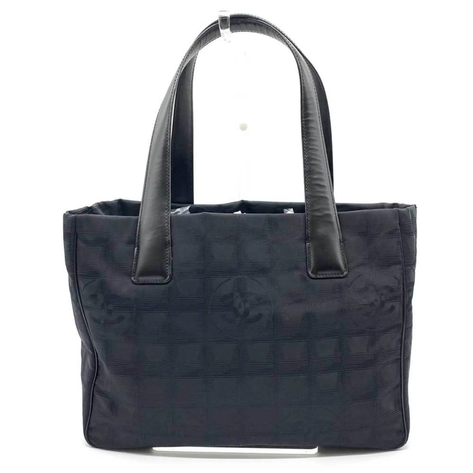 Chanel Bag New Line Tote PM Black Champagne HandBag Ladies Nylon Canvas x Leather A20457