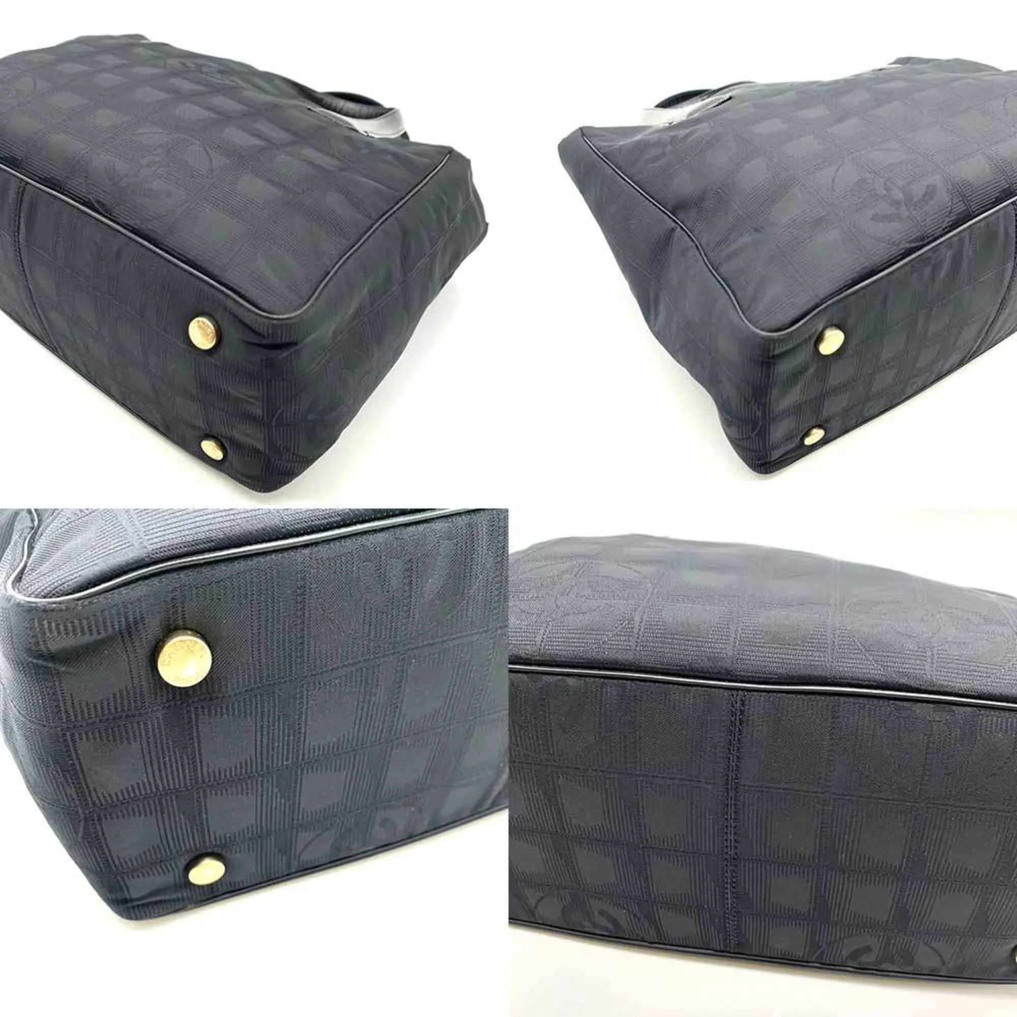 Chanel Bag New Line Tote PM Black Champagne HandBag Ladies Nylon Canvas x Leather A20457