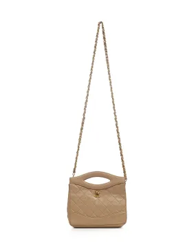 Chanel Beige Lambskin Mini Convertible Chain Shoulder Bag