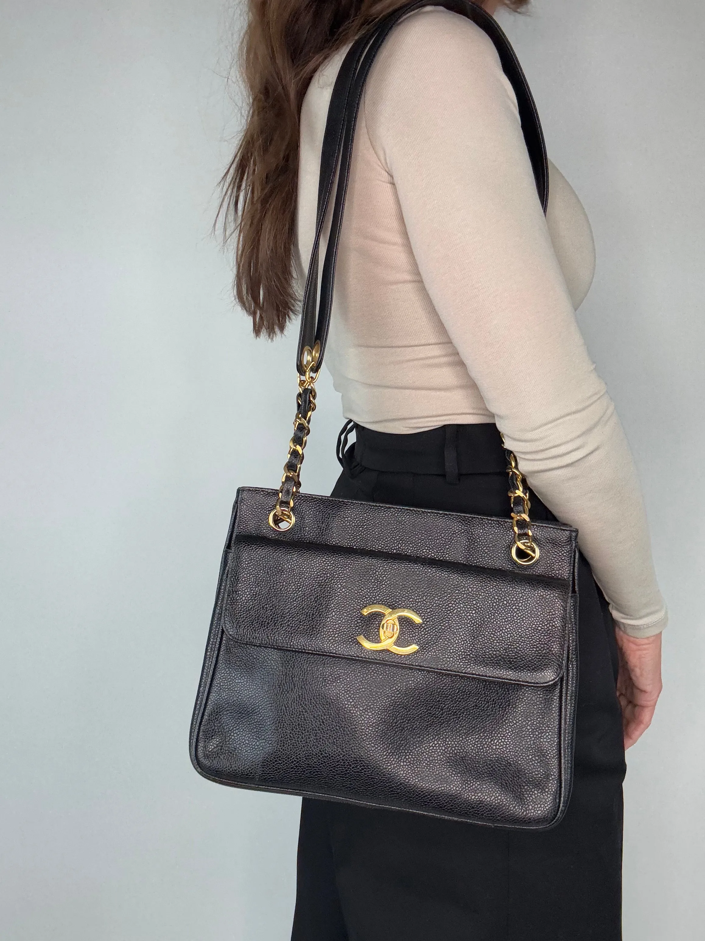 Chanel  Caviar Vintage Two Sided Tote