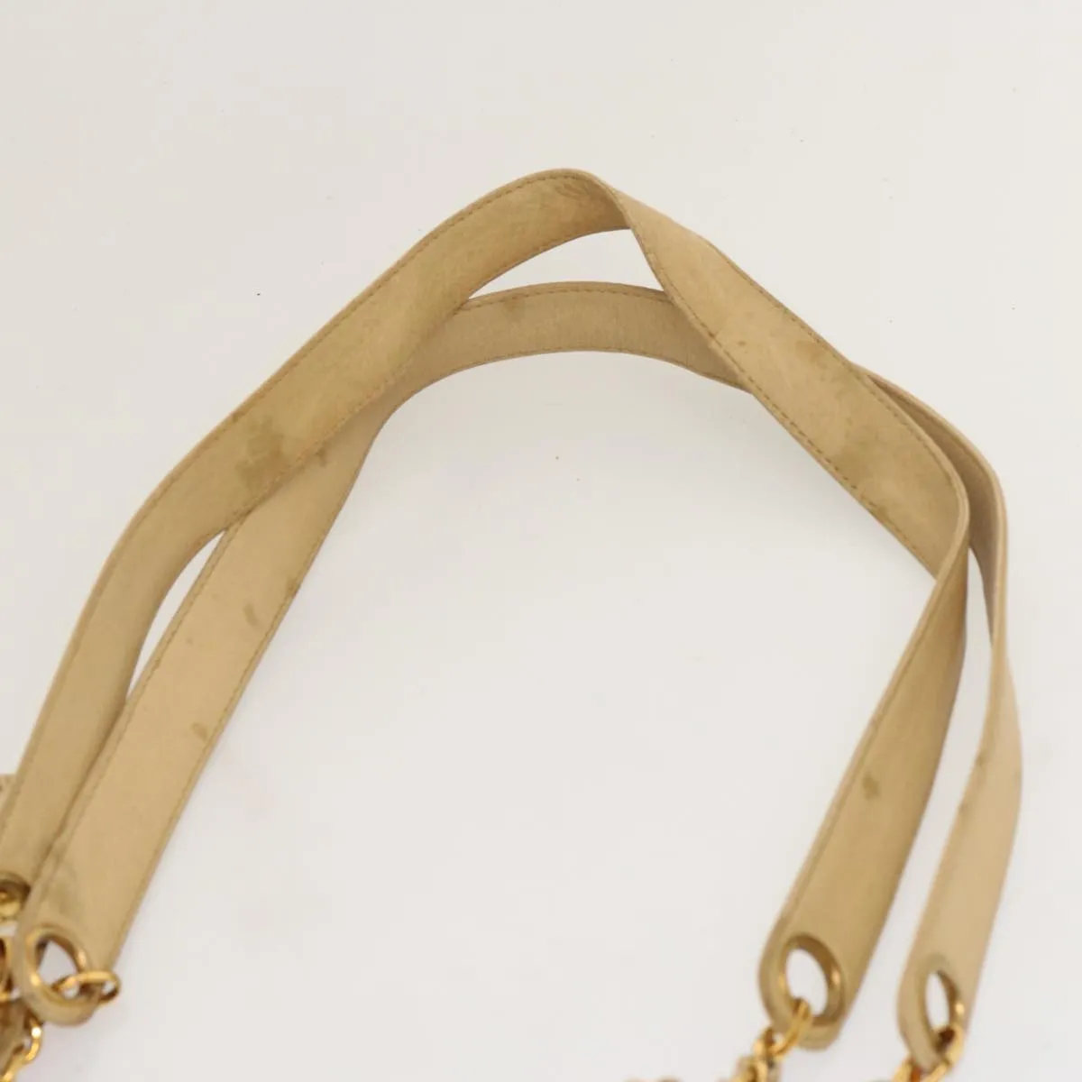 CHANEL Chain Tote Bag Leather Beige CC Auth 69975A
