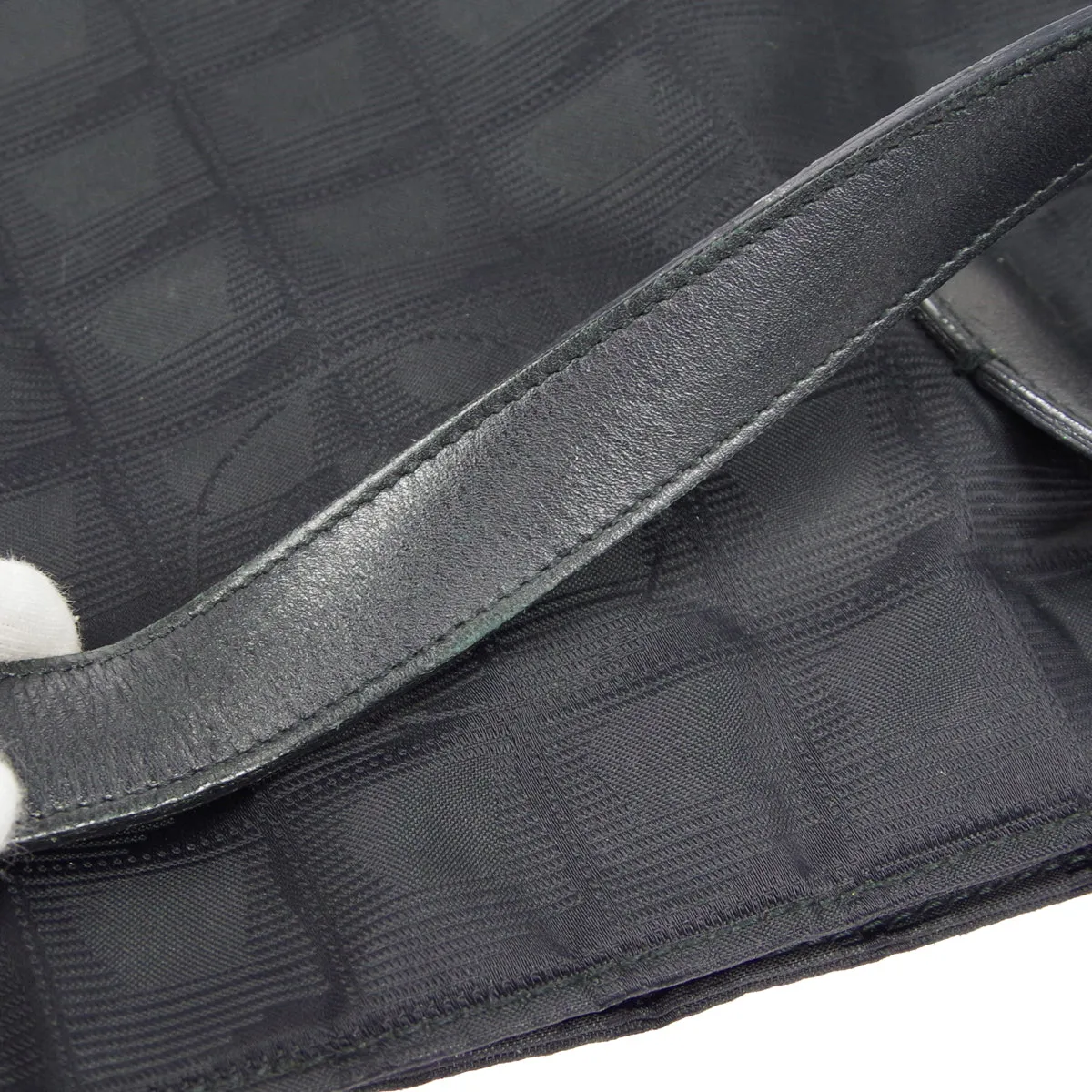 CHANEL Choco Bar Travel Line Tote Handbag Black Jacquard