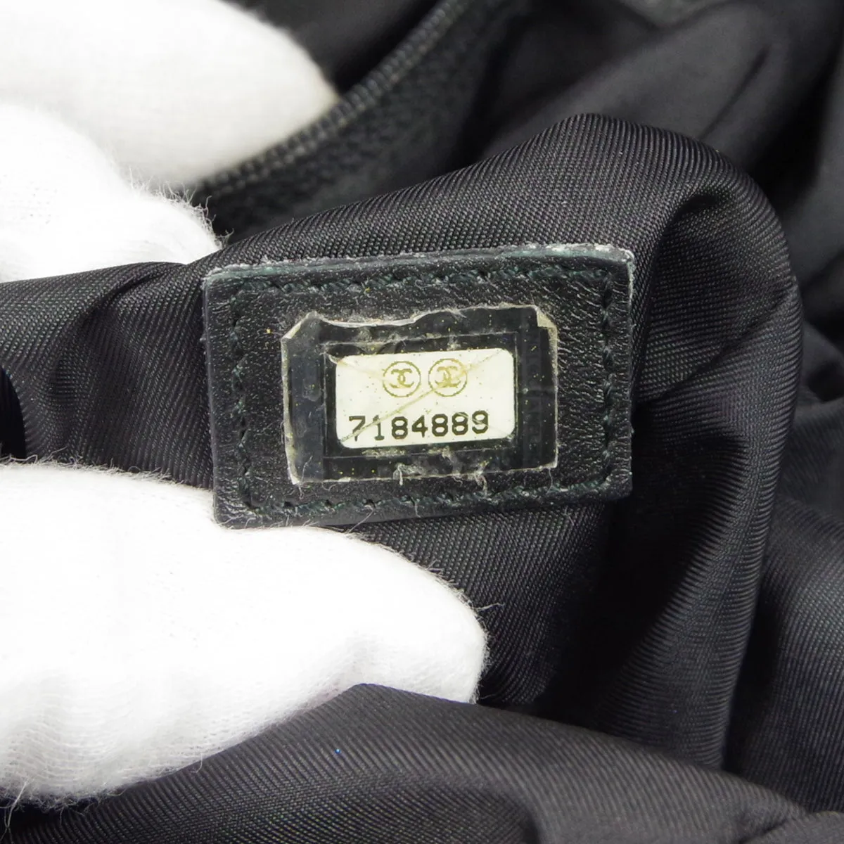 CHANEL Choco Bar Travel Line Tote Handbag Black Jacquard