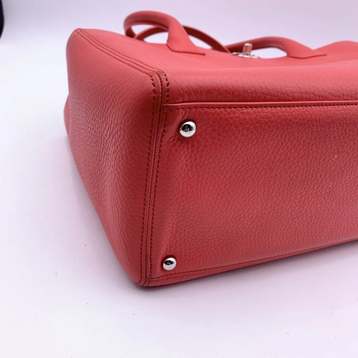 CHANEL Pink Pebbled Leather Executive Tote Bag With Strap