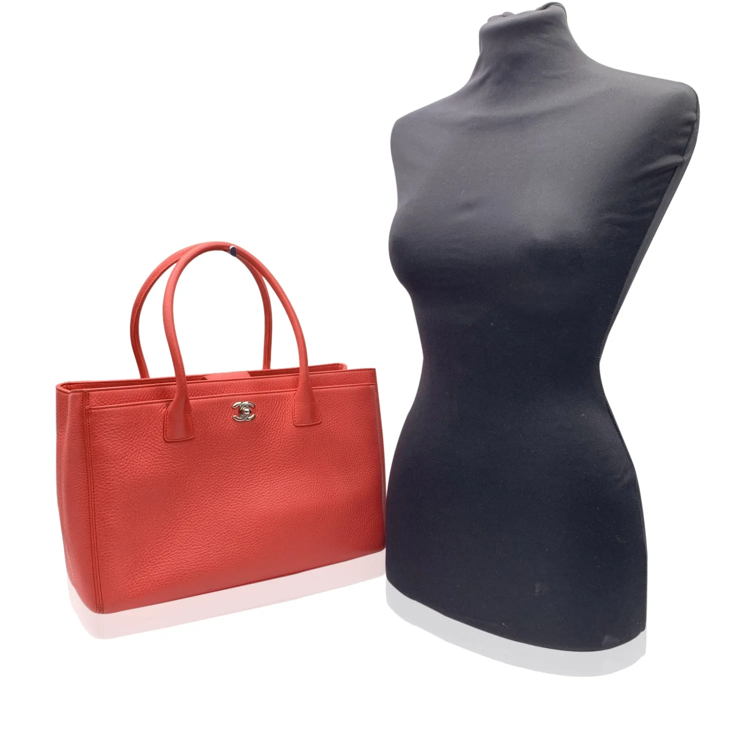 CHANEL Pink Pebbled Leather Executive Tote Bag With Strap