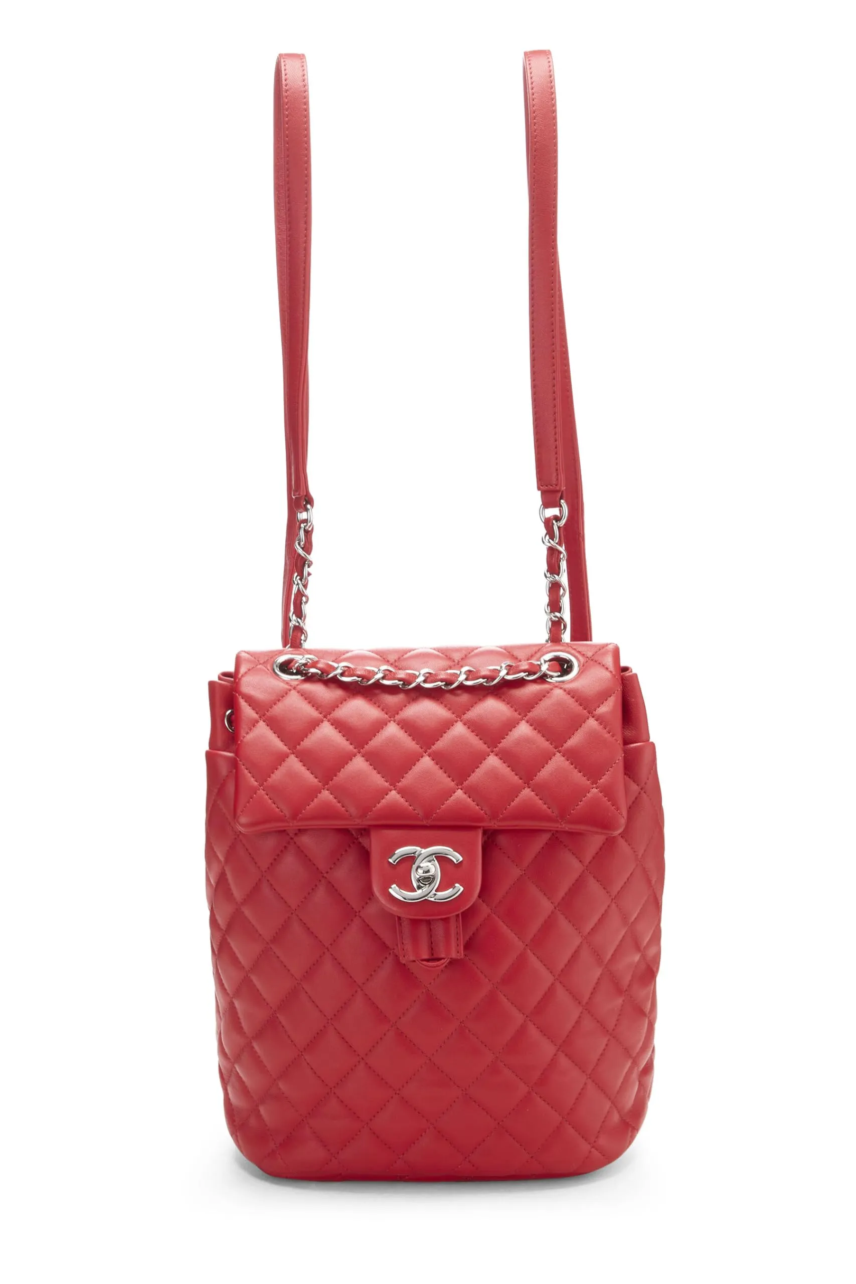 Chanel,  Red Quilted Lambskin Urban Spirit Backpack Large, Red