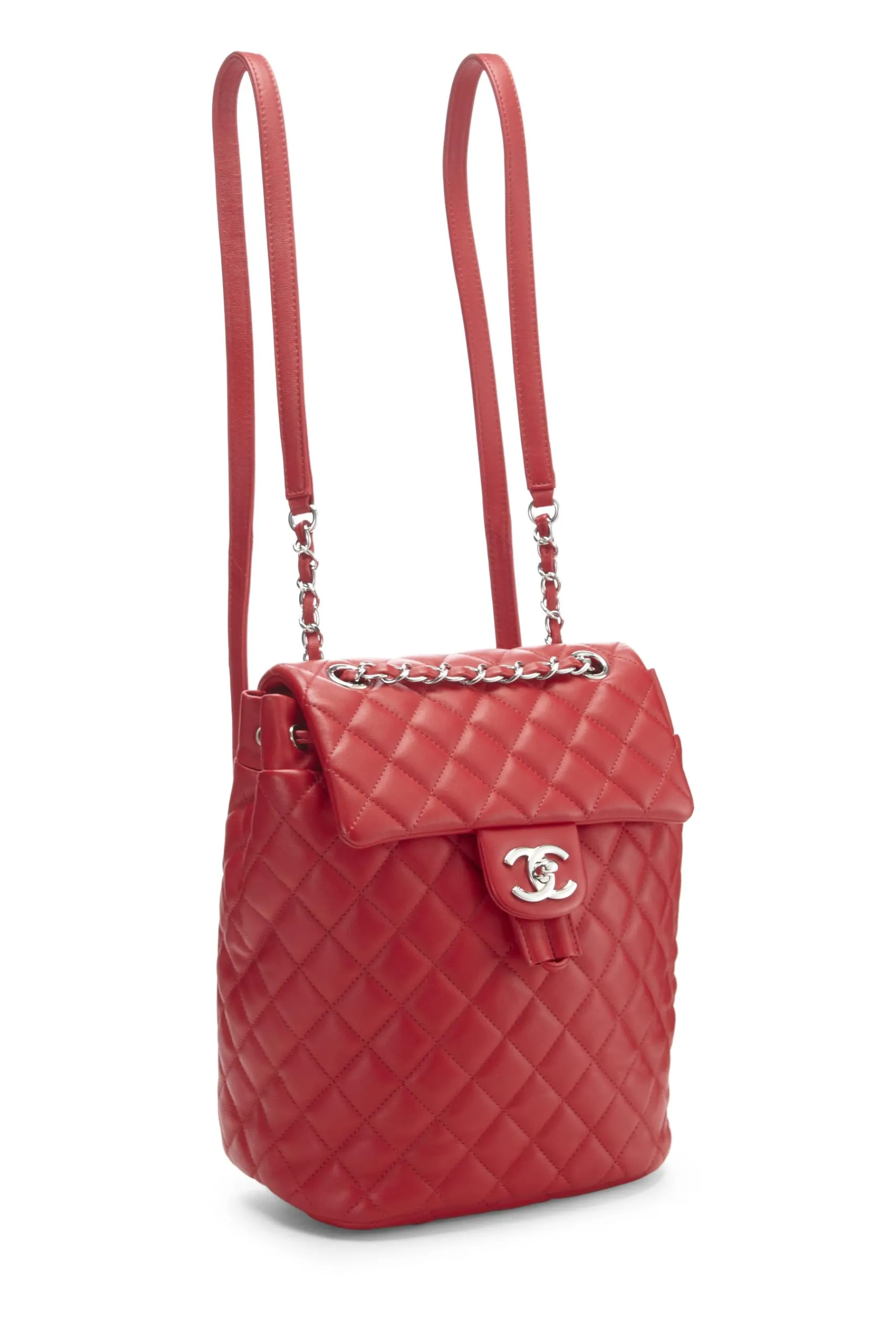 Chanel,  Red Quilted Lambskin Urban Spirit Backpack Large, Red