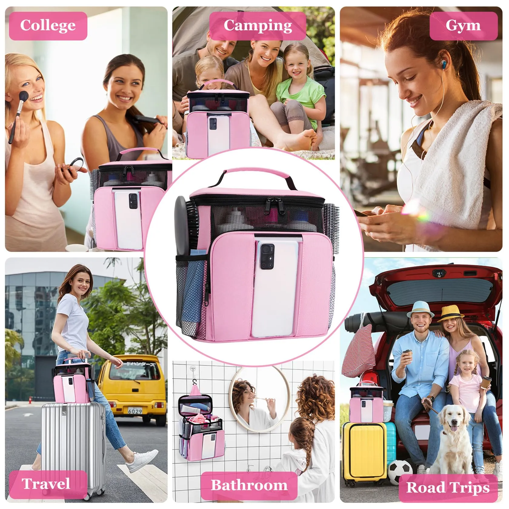 Dorm Room Essentials for College Students Girls,Shower Caddy Portable,College Travel Cruise Ship Essentials Hanging Toiletry Bags for Traveling Women,Shower Bag for Camping,Womens Gifts for Christmas
