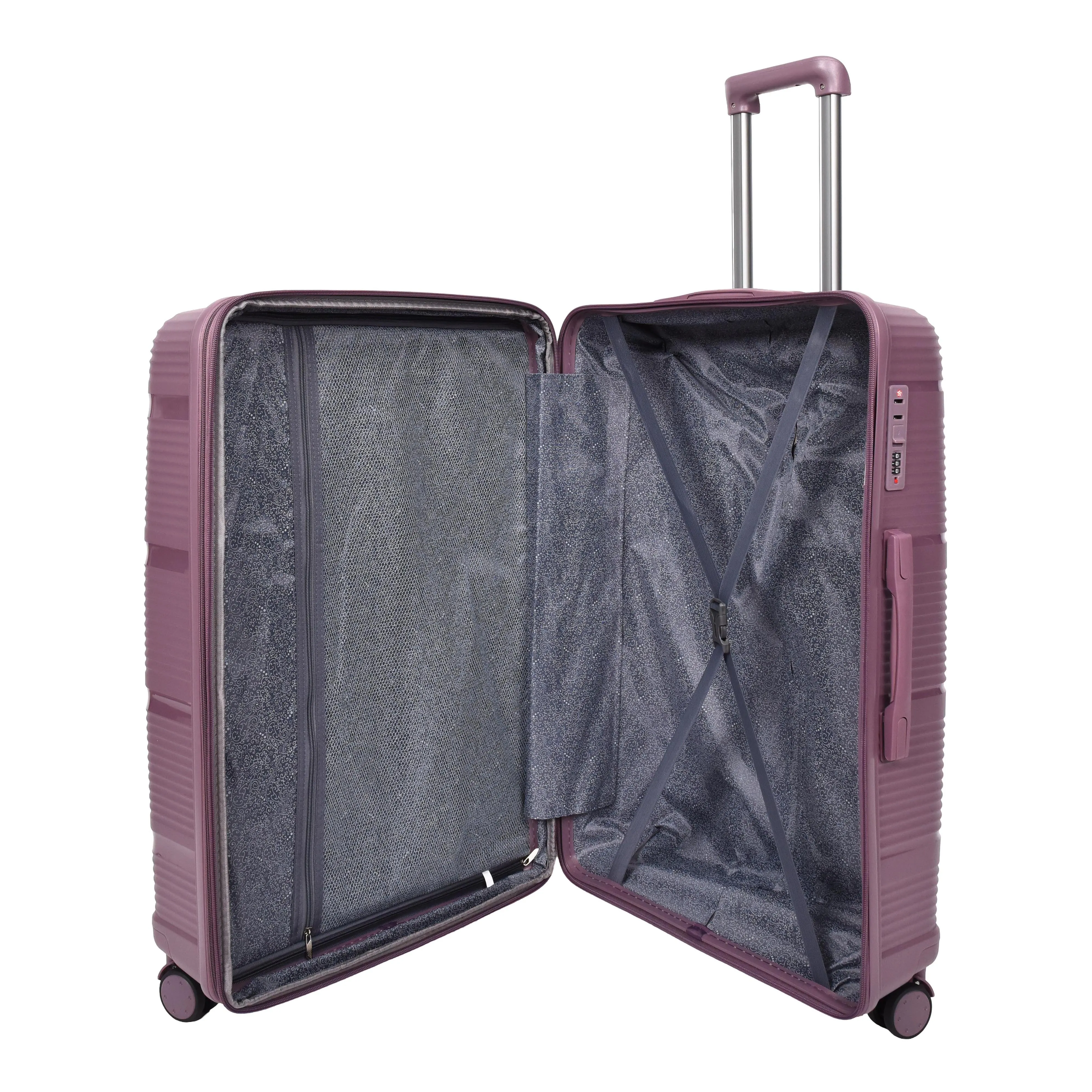 DR690 Four Wheel Expandable Suitcase Hard Shell Luggage Purple