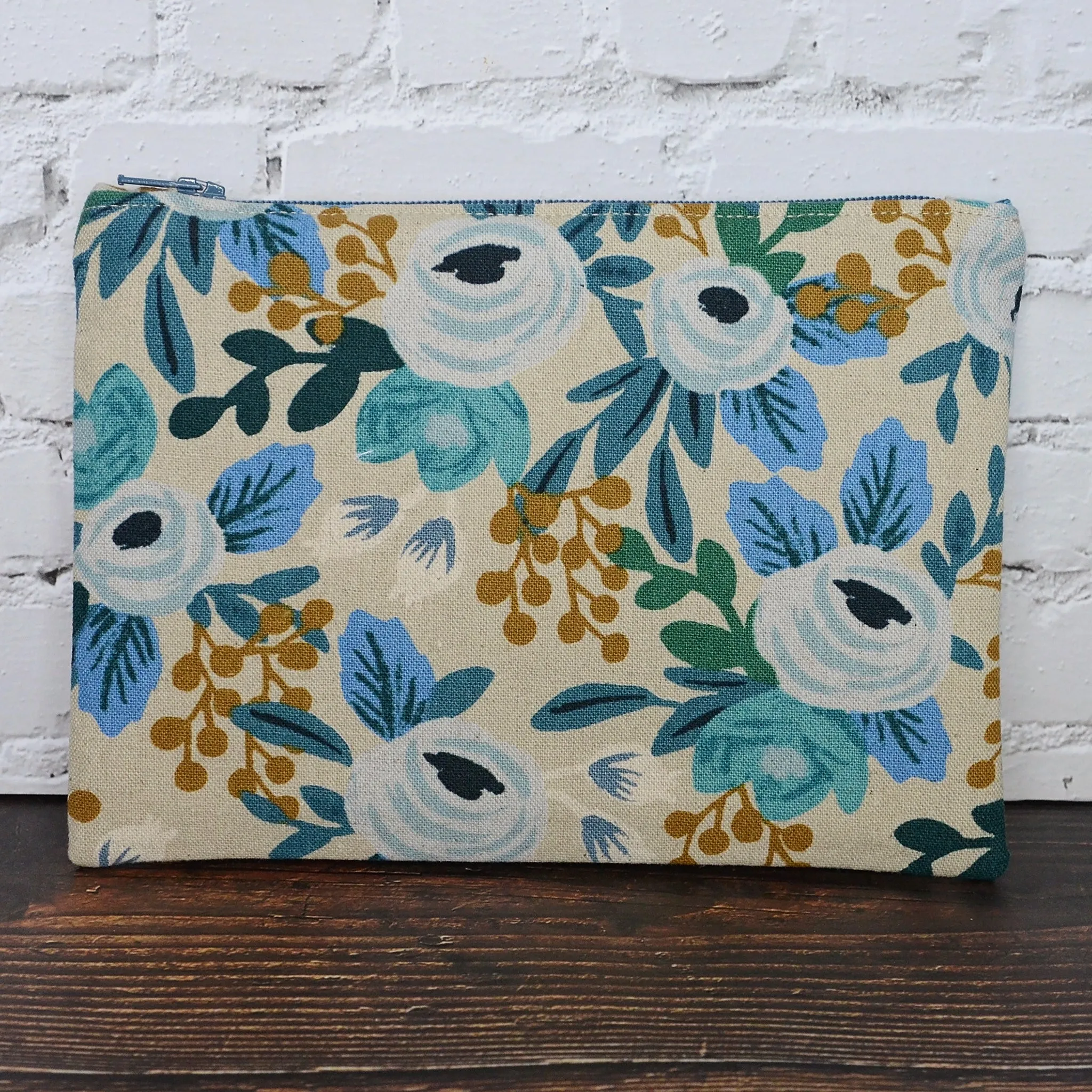 Floral Linen Zippered Pouches