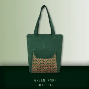 Green Knot Flap Tote Bag
