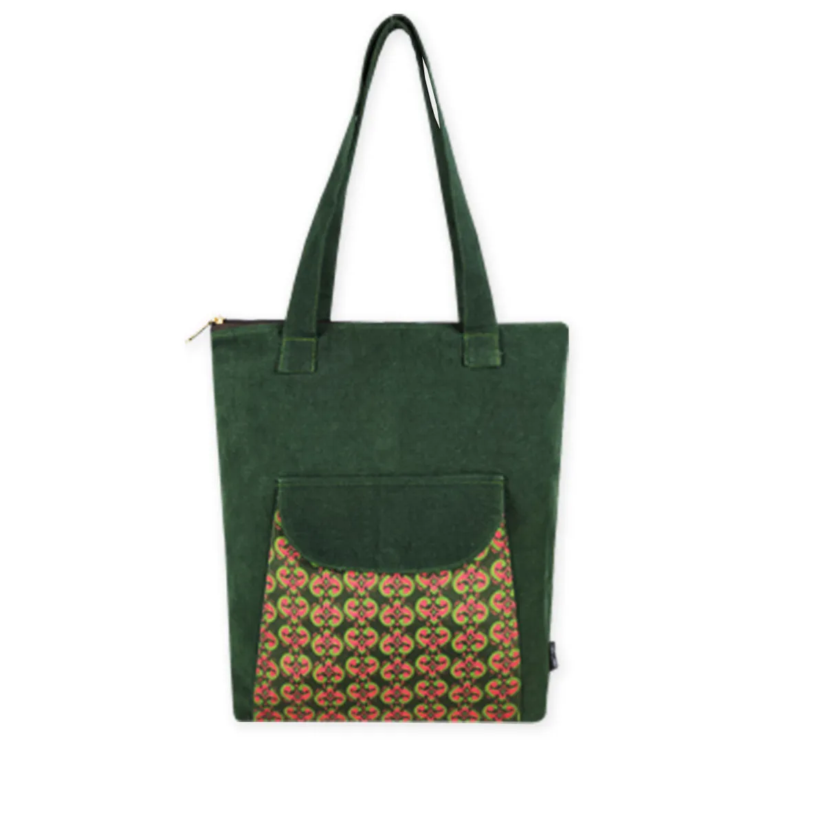 Green Knot Flap Tote Bag