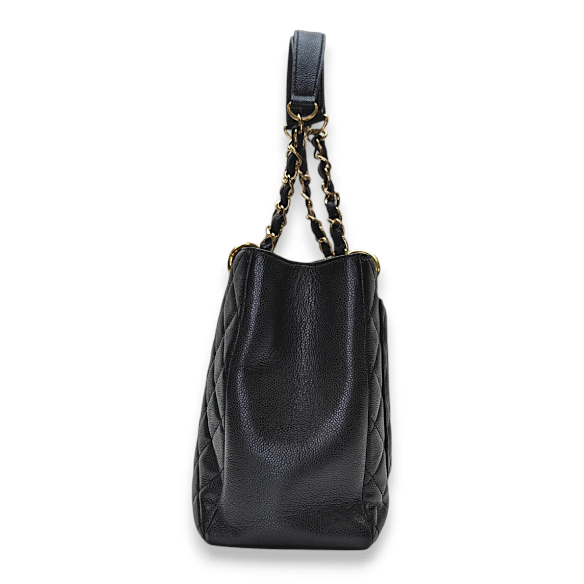 GST GM Black Tote Bag in Caviar Leather, Gold hardware
