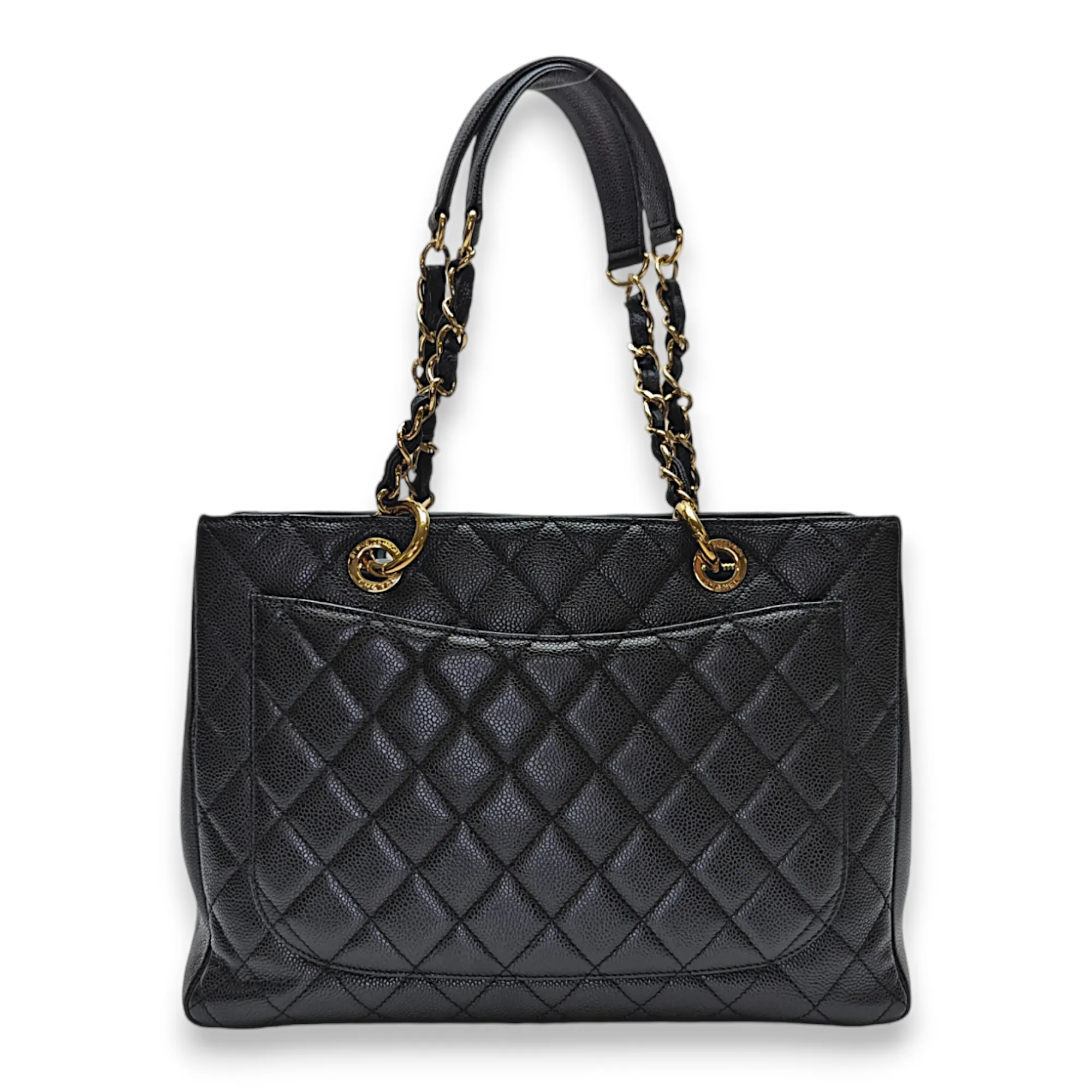 GST GM Black Tote Bag in Caviar Leather, Gold hardware