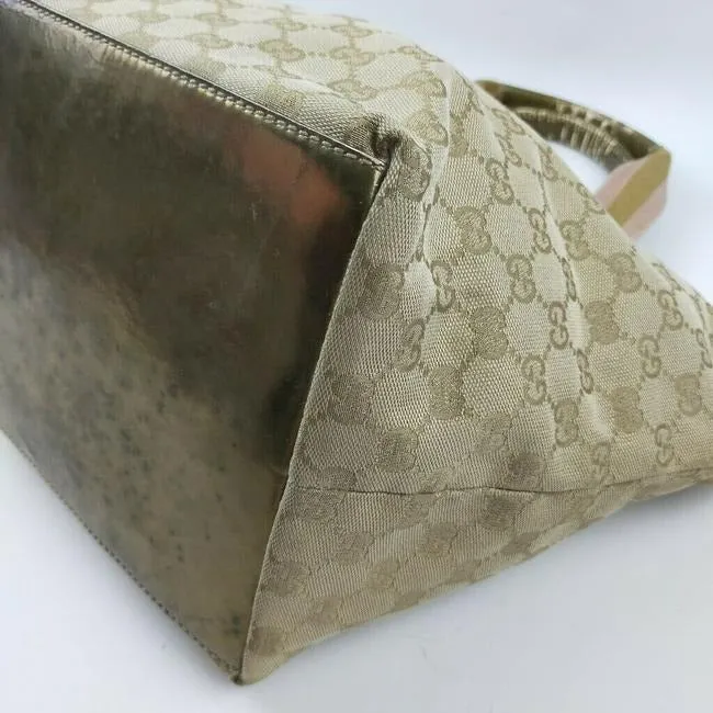 Gucci Gg Supreme Guccissima Canvas Leather With Sherry Stripe Straps Tan G Print Pink Bronze